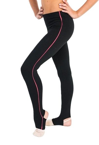 GF Leggings &quot;Victoria&quot; with stripes, open heel, Cotton Black-Coral (38-44)*