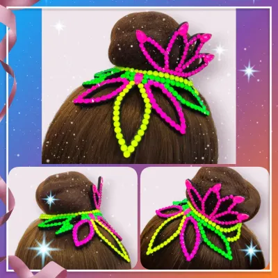 No. 29 RG Hair bun Crown (Pink-Green-Yellow Neon)
