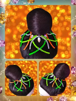 No. 32 RG Hair bun Crown (Orange-Green-Yellow Neon)
