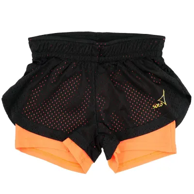 SOLO Double-layered shorts RG768.0-14, Black / Orange Neon. (34-44)