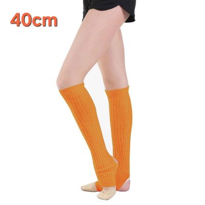 SOLO Overknee knitted legwarmers with a heel cutout (40cm) ORANGE