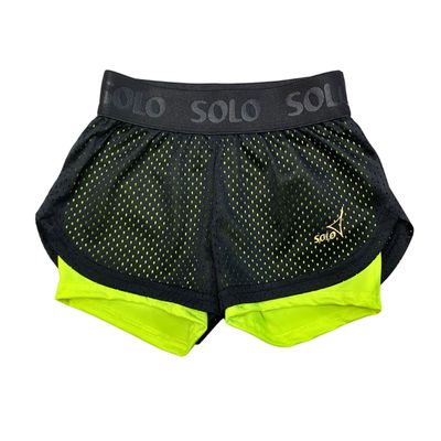 SOLO Double-layered shorts RG770-13, Black / Neon Yellow. (34-40)