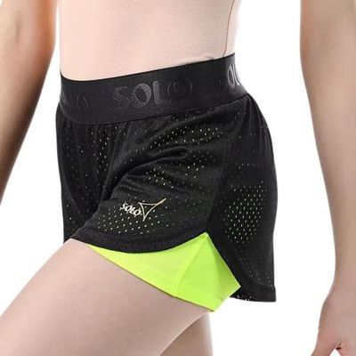SOLO Double-layered shorts RG770-13, Black / Neon Yellow. (34-40)