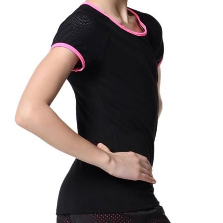 SOLO Contrast binding slim fit T-shirt, Black/Pink Neon. RG604-11 (34-44)
