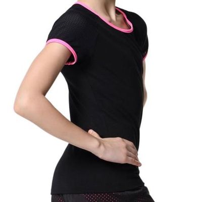 SOLO Contrast binding slim fit T-shirt, Black/Pink Neon. RG604-11 (34-44)