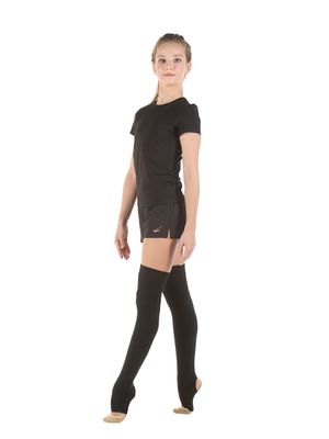 SOLO Overknee knitted legwarmers with a heel cutout.  (50cm) BLACK