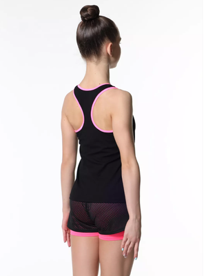 SOLO Contrast binding racerback tank top RG407-11 (34-44) Black-Pink