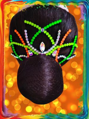 No. 32 RG Hair bun Crown (Orange-Green-Yellow Neon)