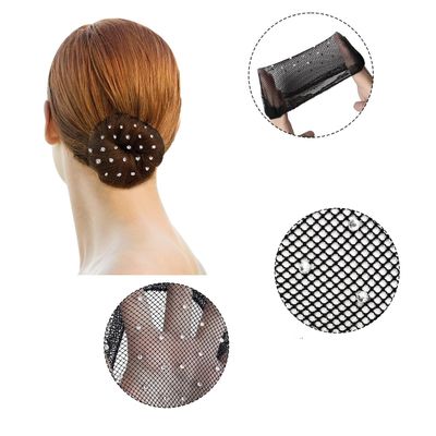 RG Elastic Hair Bun Net with Rhinestone (Black/White)