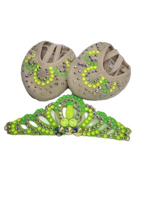 RG Set of Half Shoes &amp; Tiara Crystals (Lime)