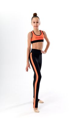 RIALITTA Leggings with stripes, open heel, BiFlex, Orange (36-42)