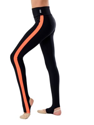 RIALITTA Leggings with stripes, open heel, BiFlex, Orange (36-42)
