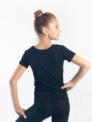 RIALITTA T-shirt basic, Black with rhinestones, Cotton (34-38)
