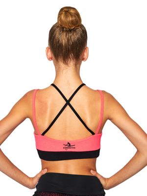 RIALITTA Top crossed straps, cotton (36-42) Coral/Black