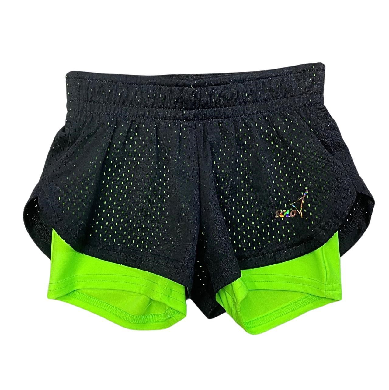 SOLO Double-layered shorts RG768.0-10, Black / Neon Green. (42-44)
