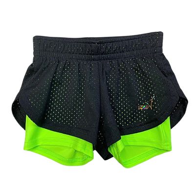 SOLO Double-layered shorts RG768.0-10, Black / Neon Green. (42-44)