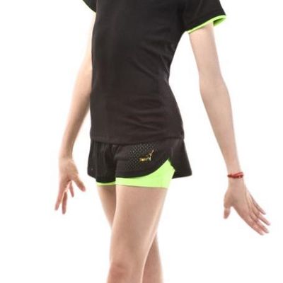 SOLO Double-layered shorts RG768.0-10, Black / Neon Green. (42-44)