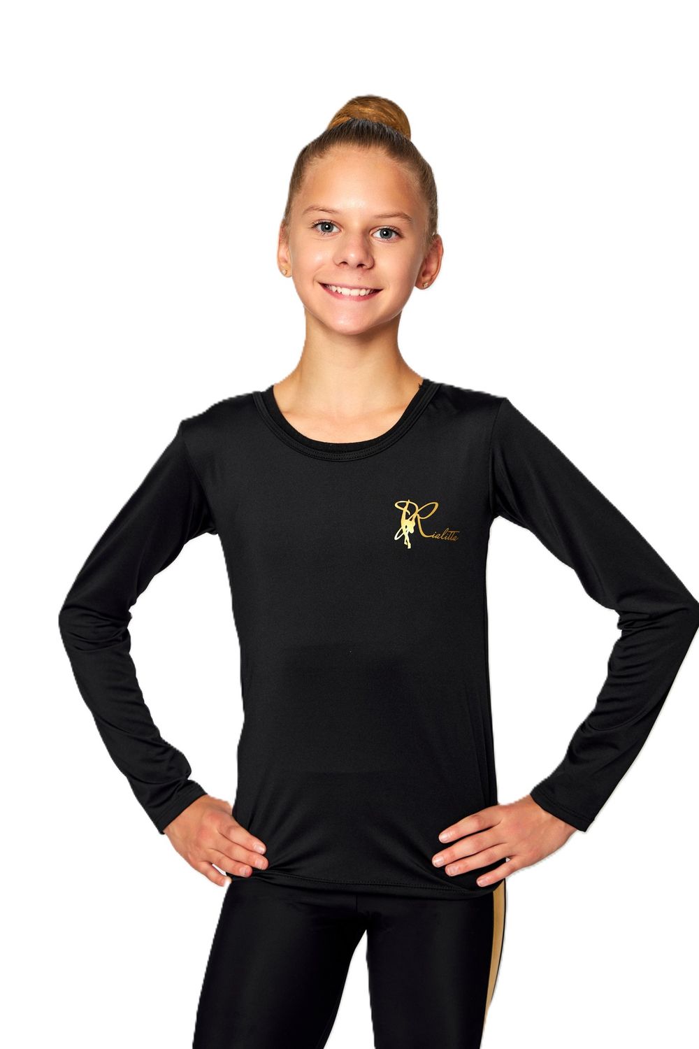RIALITTA Cotton Longsleeve , Black with Gold Logo (36-42)*