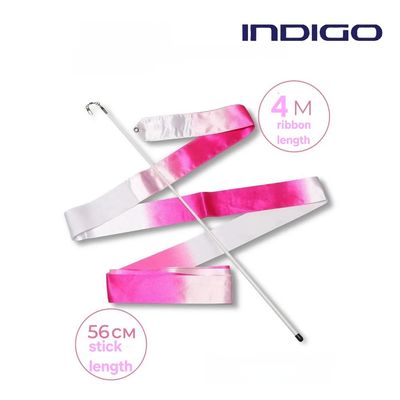 INDIGO Ribbon with stick 4m, АВ-236-14, Pink-White.