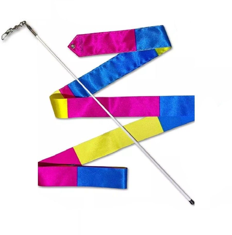 INDIGO Ribbon with stick 4m, АВ-2316-14, Yellow-Blue-Pink.