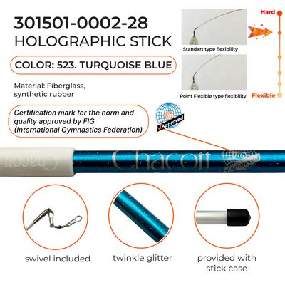 CHACOTT 60 cm Holographic Stick Seniors, Turquoise Blue 301501 0002-98 (523)