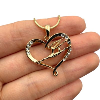BALLETKIDS Gymnast with ribbon in Heart chain (Gold &amp; Silver)