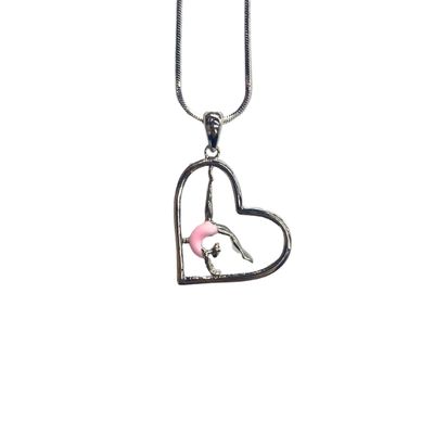 BALLETKIDS Pink Gymnast in Heart chain (Gold &amp; Silver)