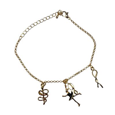 BALLETKIDS Gymnast in colored skirt with apparatus bracelet (Gold &amp; Silver)