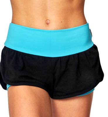 RIALITTA Wide band double-layered shorts, Black-Sky Blue (32)