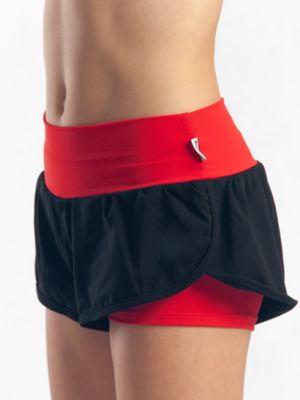 RIALITTA Wide band double-layered shorts Red-Black (32-40)*