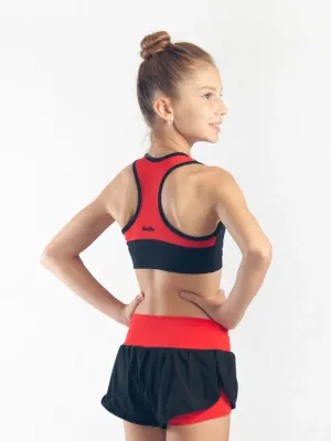 RIALITTA Wide band double-layered shorts Red-Black (32-40)*