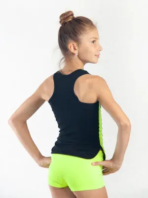 RIALITTA Racerback tank top, Cotton with colored Biflex inserts (32-40) Black-Lime*