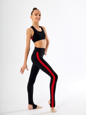 RIALITTA Leggings with stripes, open heel, BiFlex, Red (32-40)*