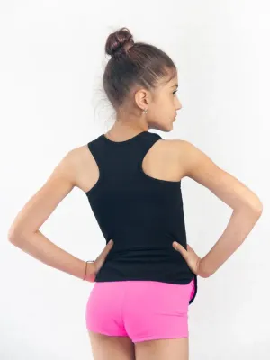 RIALITTA Racerback tank top, Cotton with colored Biflex insert (32-40) Black-Pink*