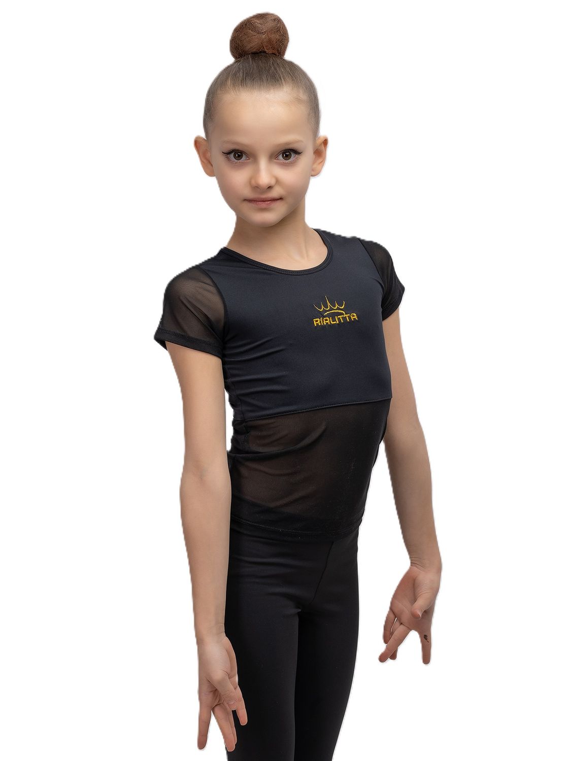 RIALITTA T-shirt with embroidery (32-40) Black*