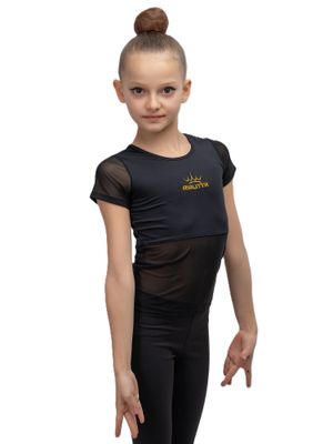 RIALITTA T-shirt with embroidery (32-40) Black*