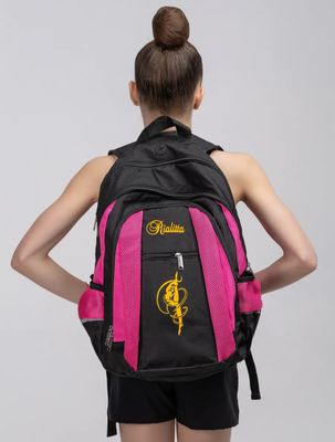 RIALITTA Gymnastics Backpack, Black-Pink (L)