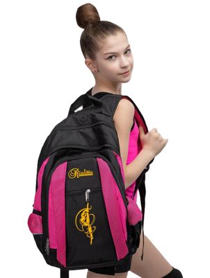 RIALITTA Gymnastics Backpack, Black-Pink (L)