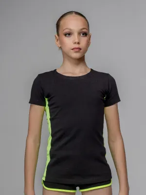 GF T-shirt "Gravity" Cotton, Black-Lime (32-40)*