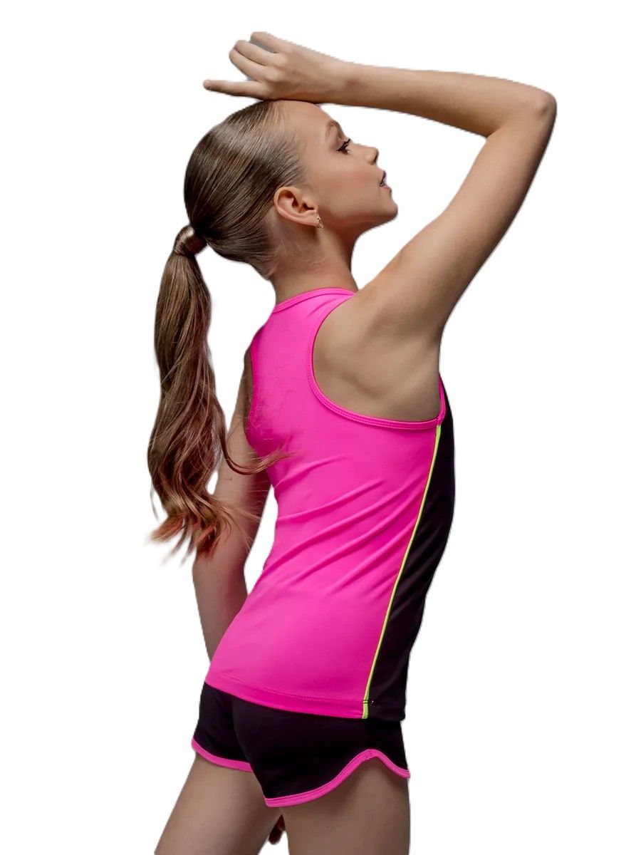 GF Racerback Tank Top "Axion" Cotton+Biflex, Black-Pink (32-40)*