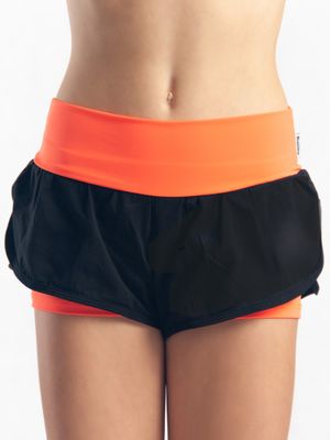 RIALITTA Wide band double-layered shorts Orange-Black (32-40)