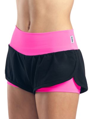 RIALITTA Wide band double-layered shorts Pink-Black (32-40)