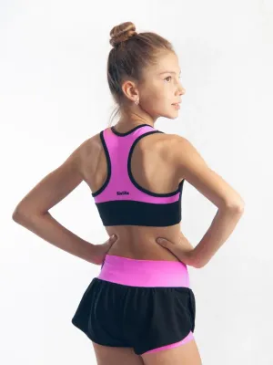 RIALITTA Wide band double-layered shorts Pink-Black (32-40)
