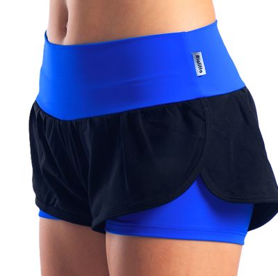 RIALITTA Wide band double-layered shorts Blue-Black (32-40)