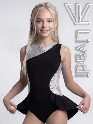 LIVADI RG Leotard, w/o rhinestones, Black-Silver (32-36)*