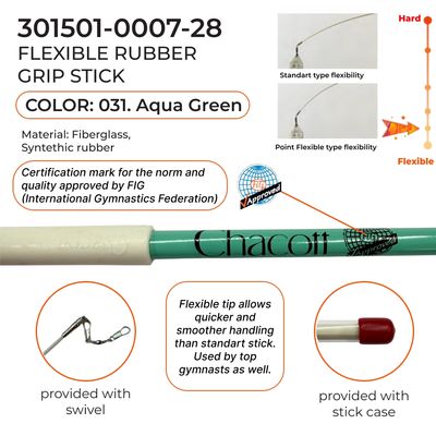 CHACOTT Rubber stick 60 cm Seniors Point flexible 301501 0007-28 FIG, Aqua Green (031)