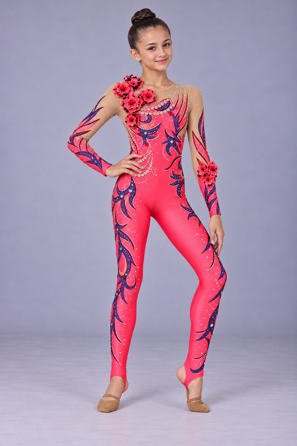 RG Leotard "Rose Flame" 36 (140-153cm)