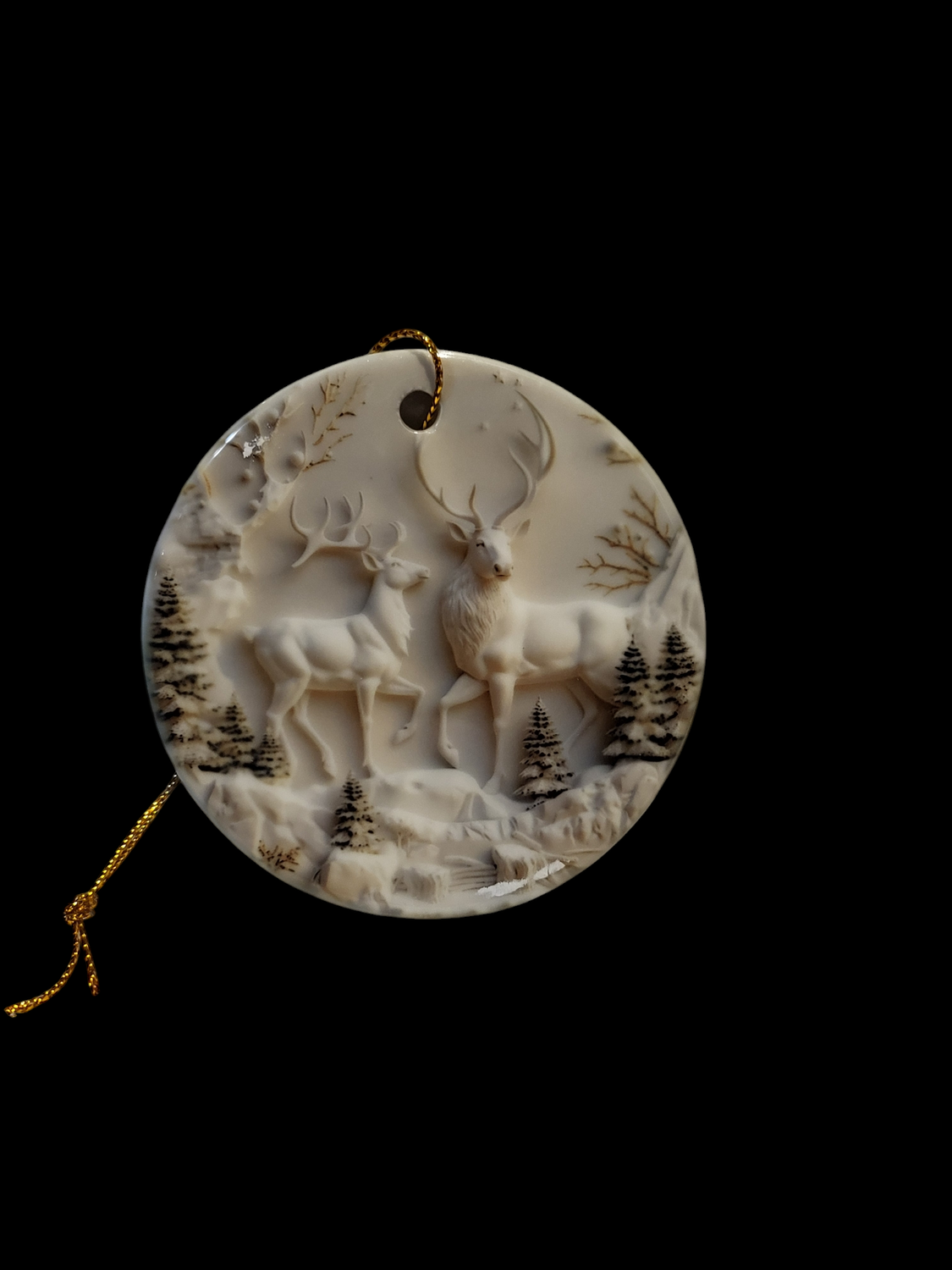 3-inch ceramic 3D reindeer tree ornament