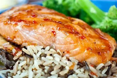 Dinner Tray-Bourbon Peach Salmon, Wild Rice (GF)