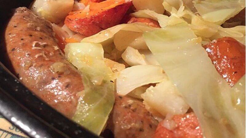 Meats-4 Smoked Sausage Links with Cabbage and Carrots